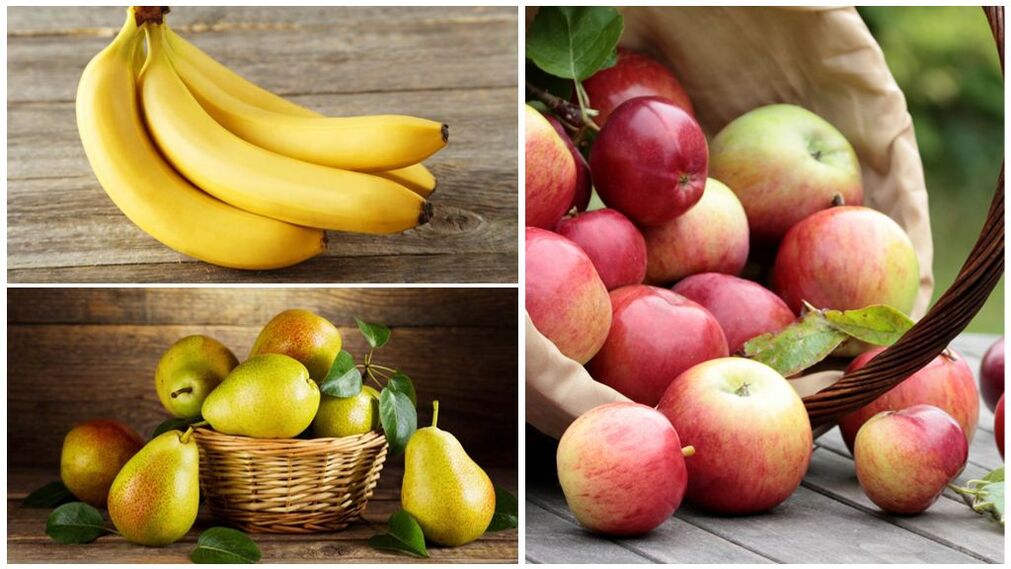 Goed fruit voor jicht - bananen, peren en appels