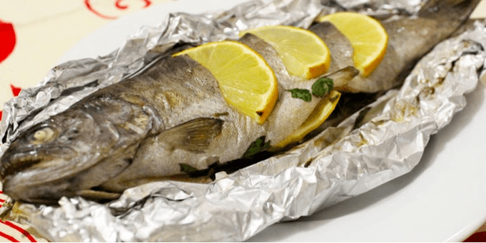 Forel in de oven
